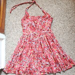 Armani Exchange Coral Floral Halter Dress